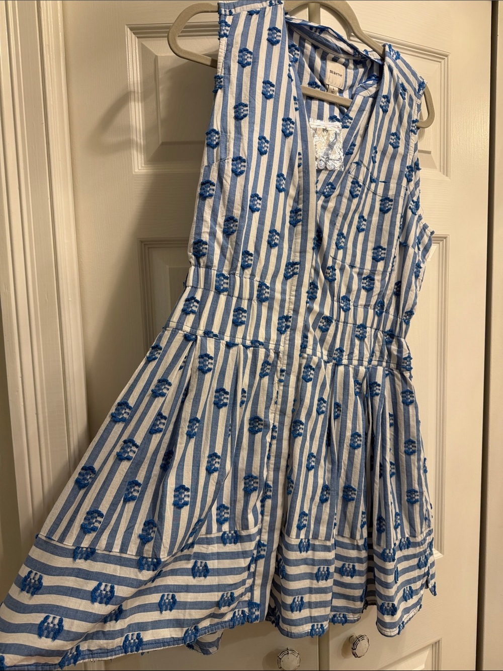 maeve Striped Mini Dress in Blue & White Size Large NWT